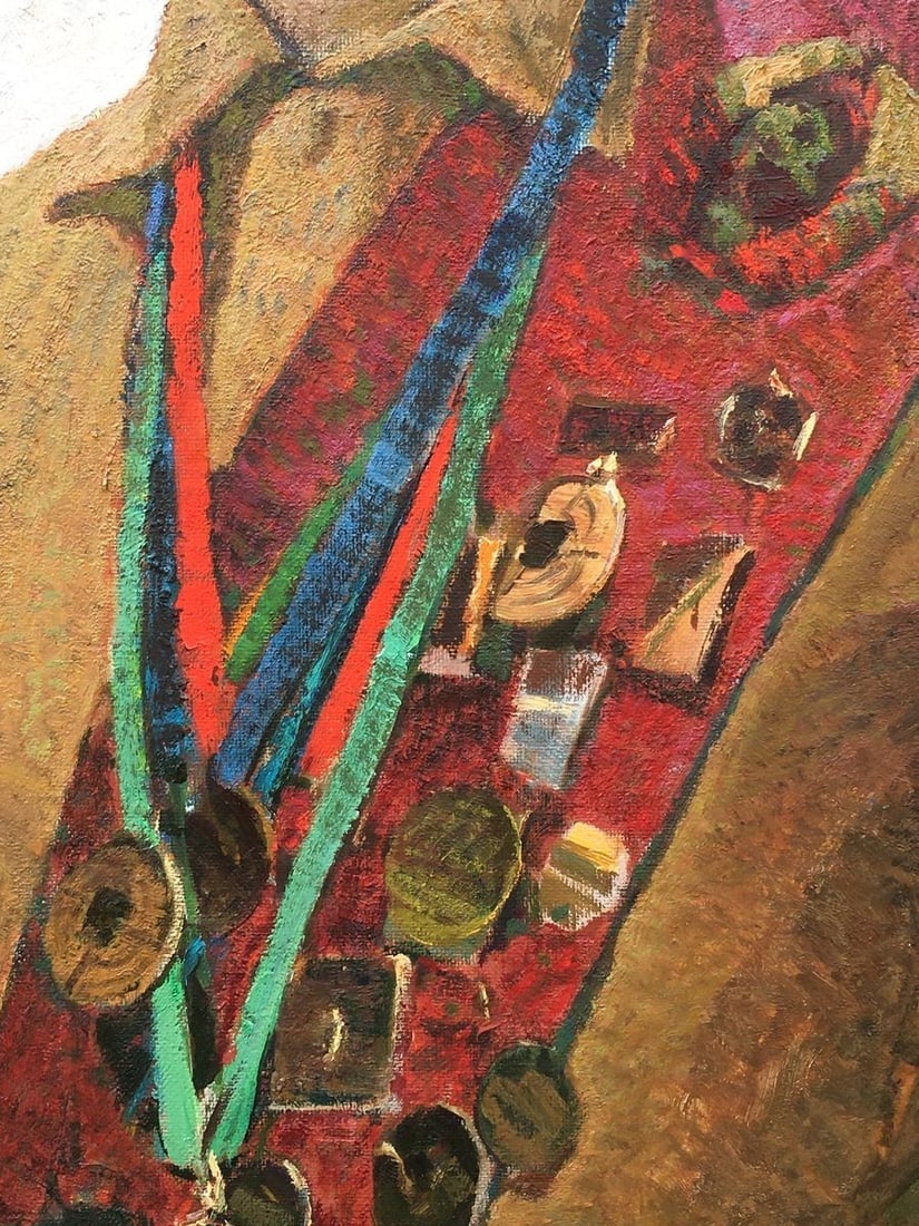 Social realism oil painting Portrait of the USSR Master of Sports Serbutovsky Andrey Andreevich - 5