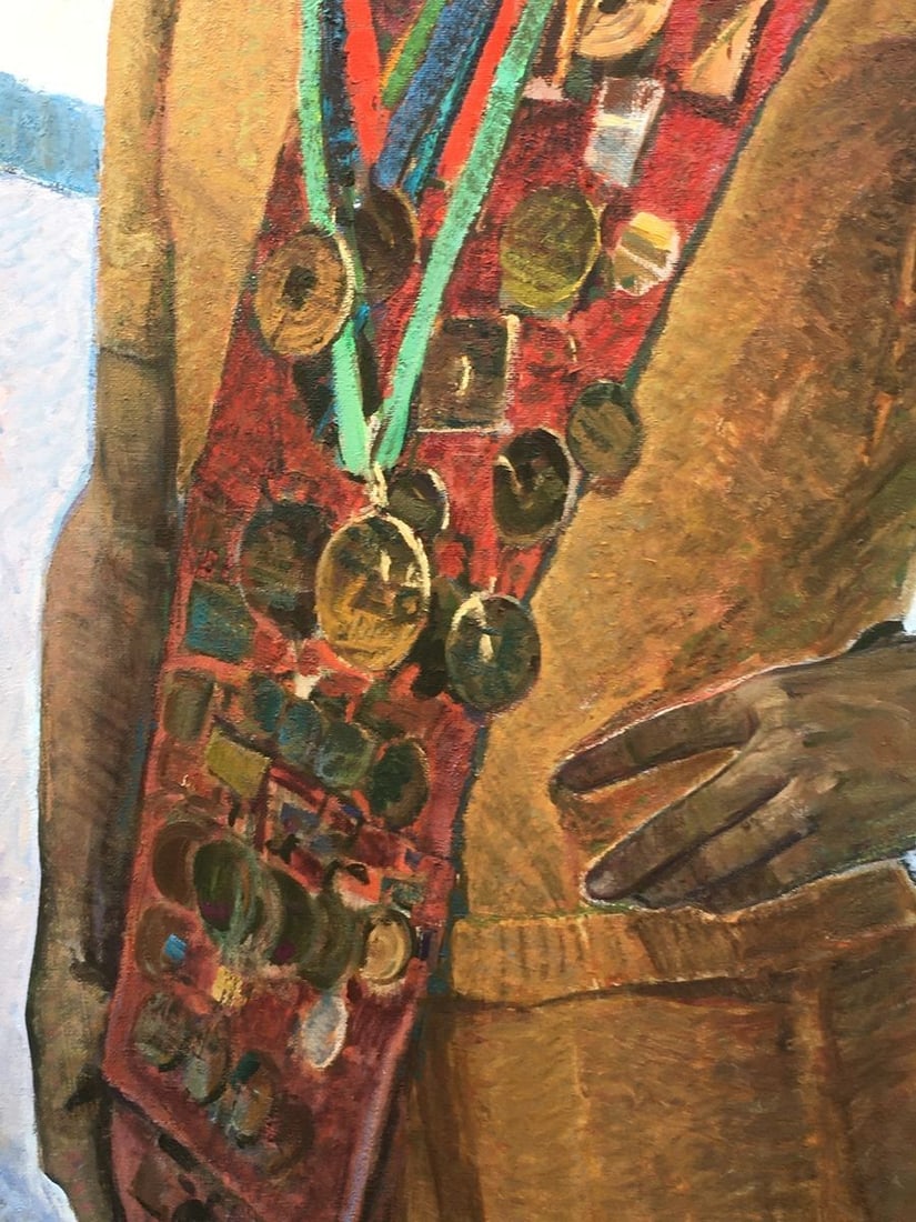 Social realism oil painting Portrait of the USSR Master of Sports Serbutovsky Andrey Andreevich - 6