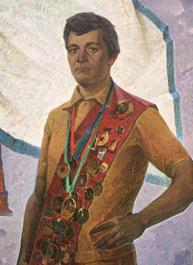 Social realism oil painting Portrait of the USSR Master of Sports Serbutovsky Andrey Andreevich - 8