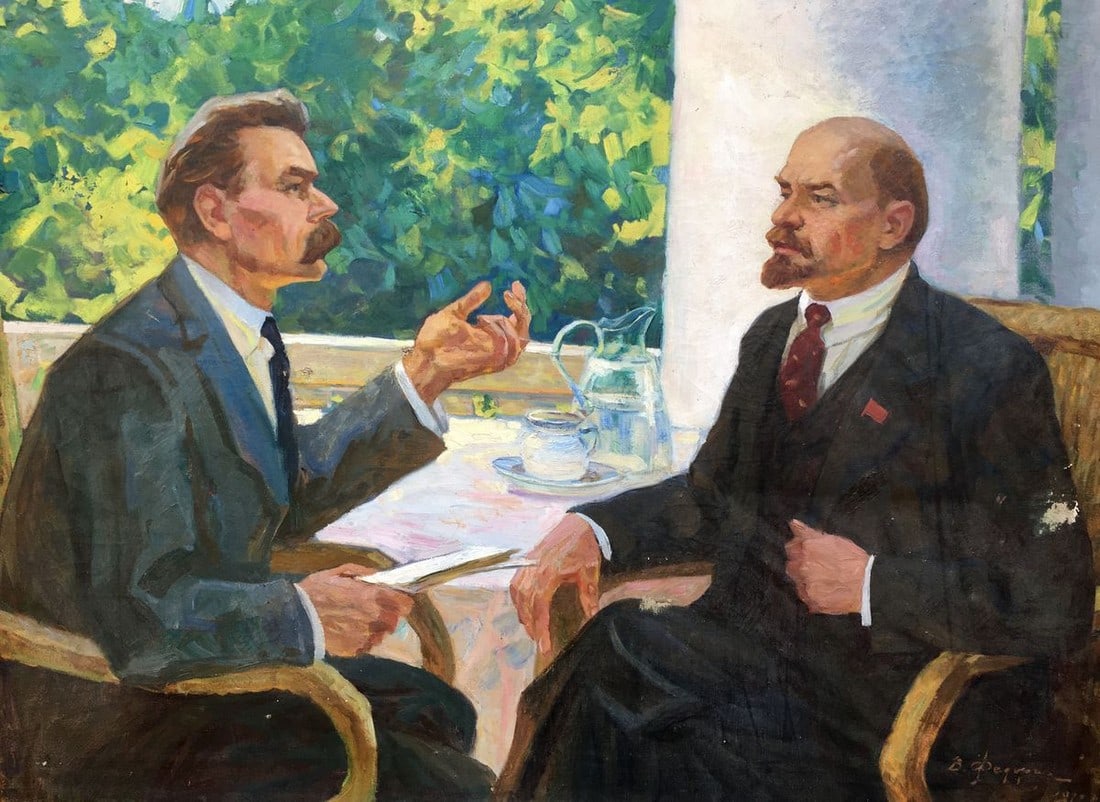 Social realism oil painting Lenin and Gorky in Gorki Fedorchuk Vasily Fedorovich - 2