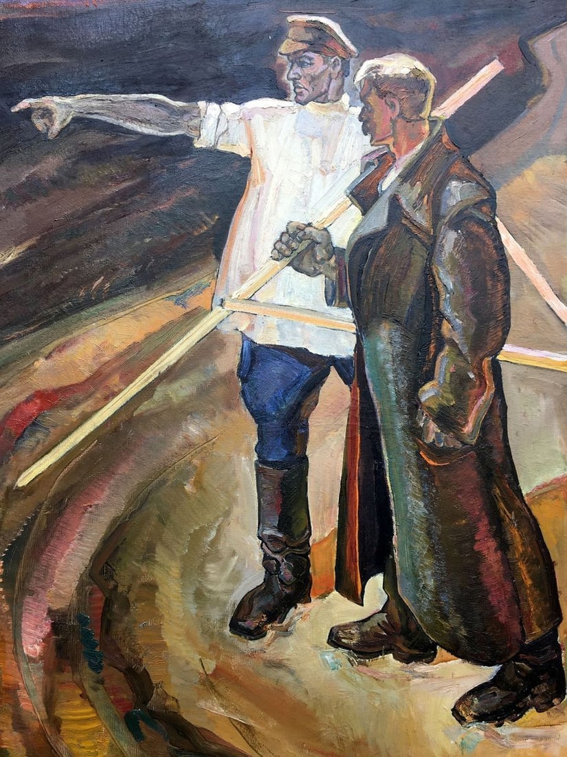 Social realism oil painting Land development Tsyun A. - 2
