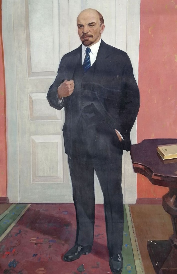 Social realism oil painting Full-length portrait of Lenin Unknown artist - 2