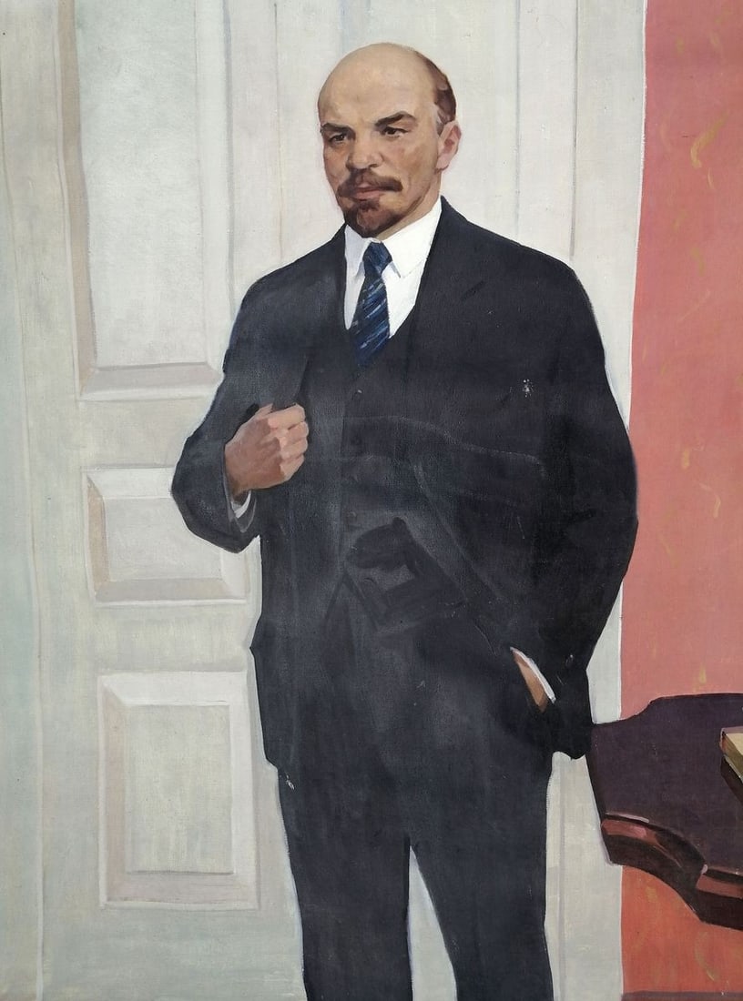 Social realism oil painting Full-length portrait of Lenin Unknown artist - 4