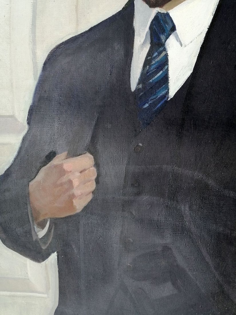 Social realism oil painting Full-length portrait of Lenin Unknown artist - 6