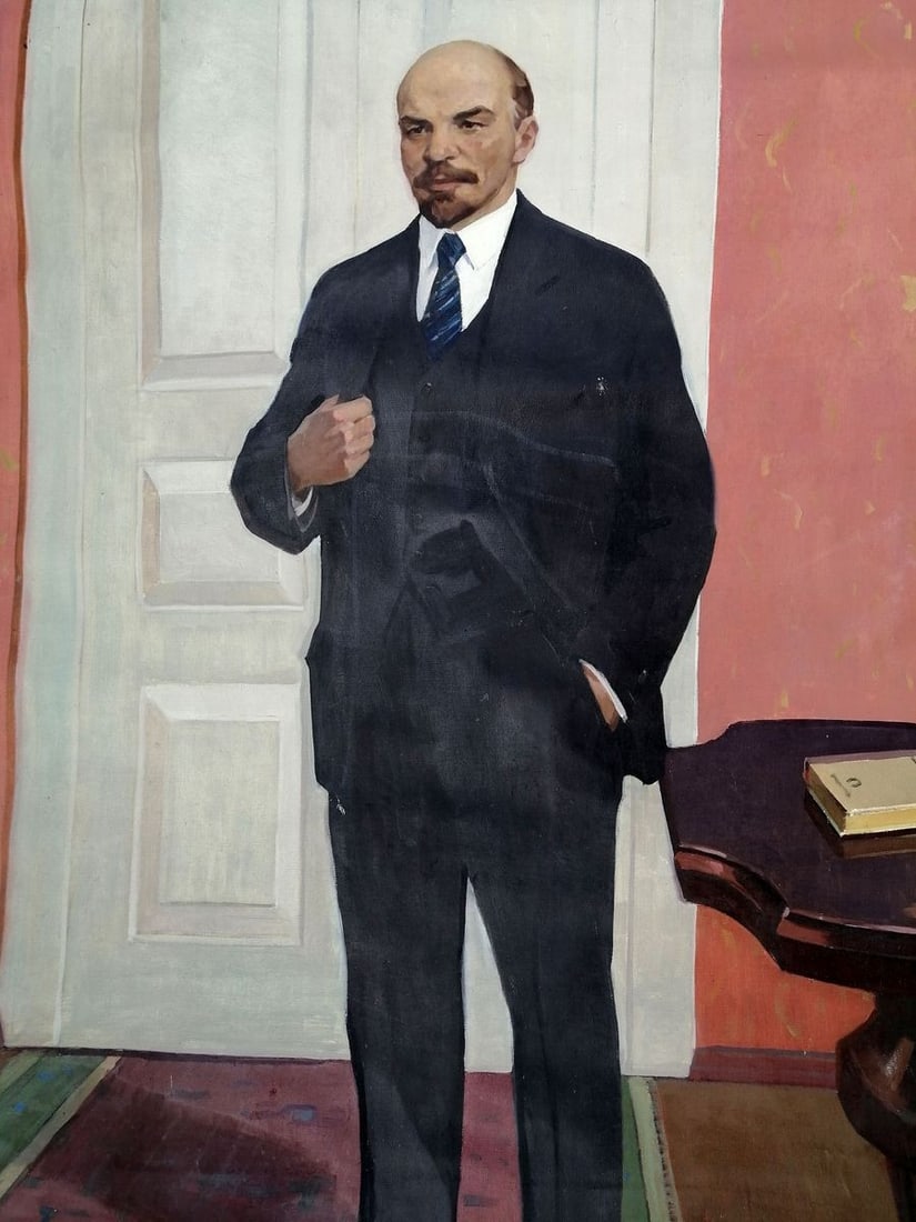 Social realism oil painting Full-length portrait of Lenin Unknown artist - 9