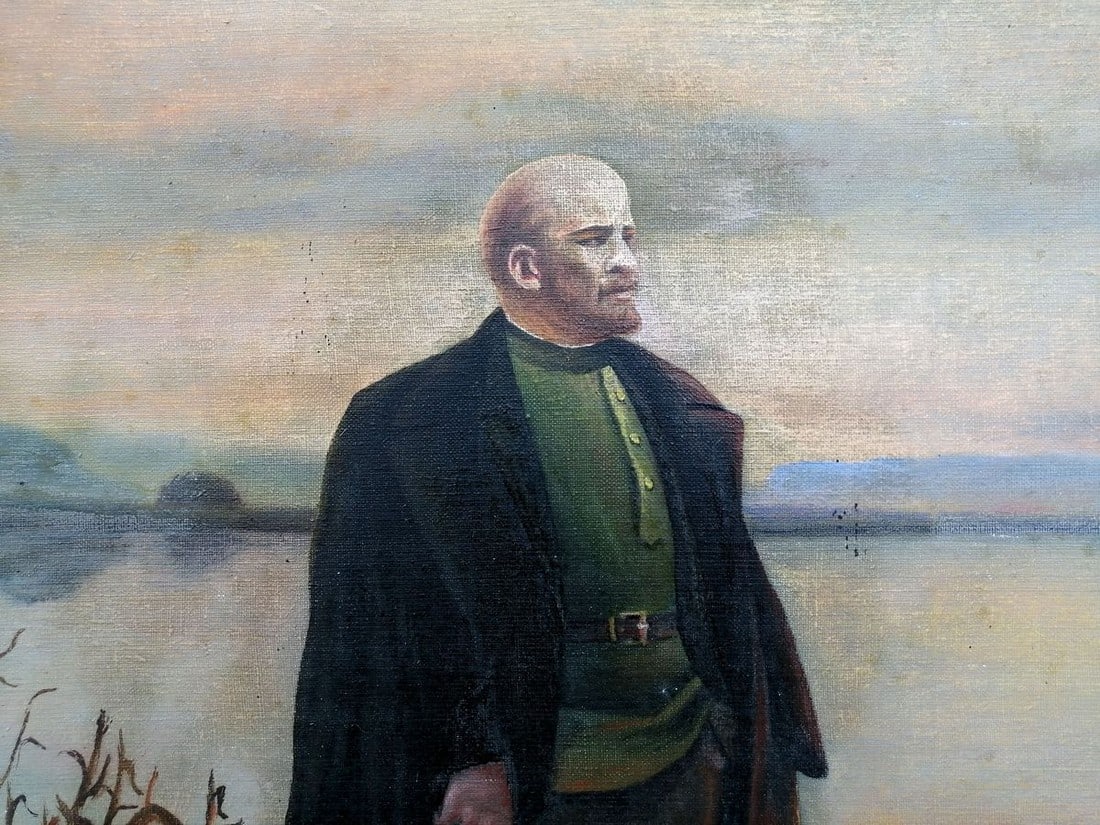Social realism oil painting Lenin at the shore Unknown artist - 4