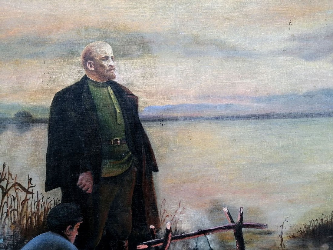 Social realism oil painting Lenin at the shore Unknown artist - 8