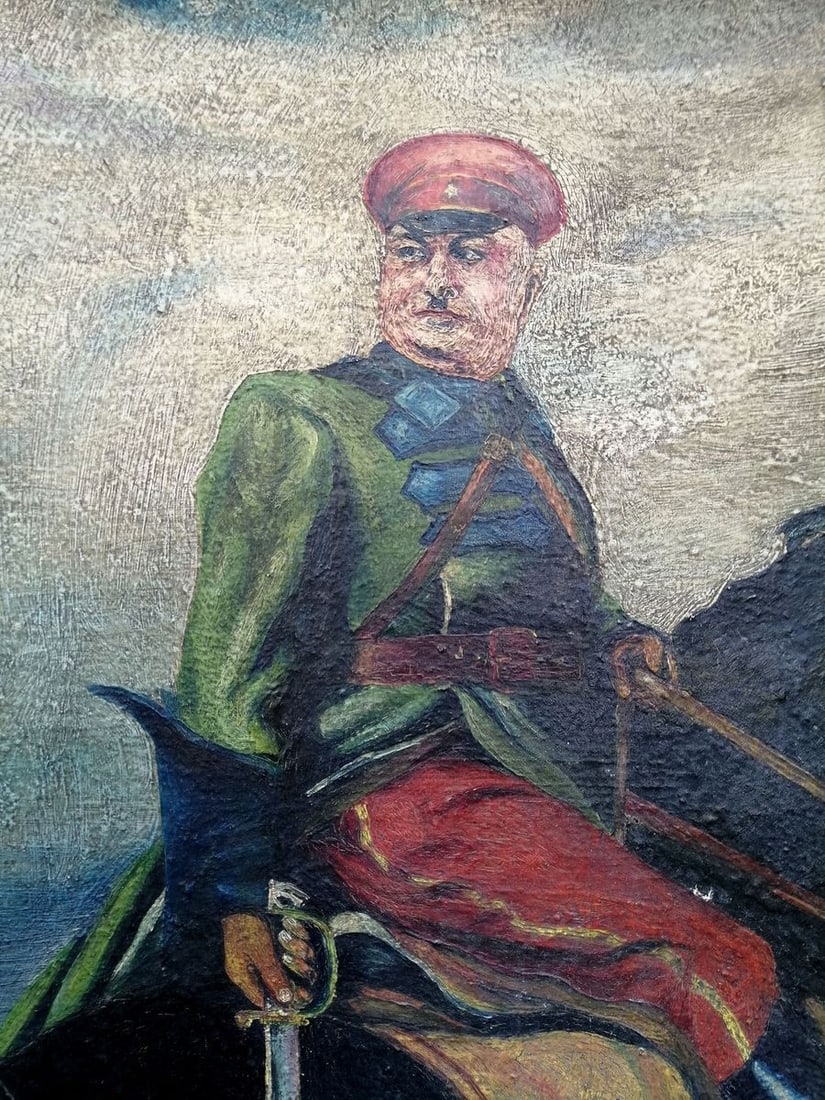 Social realism oil painting Kotovsky on horseback Unknown artist - 3