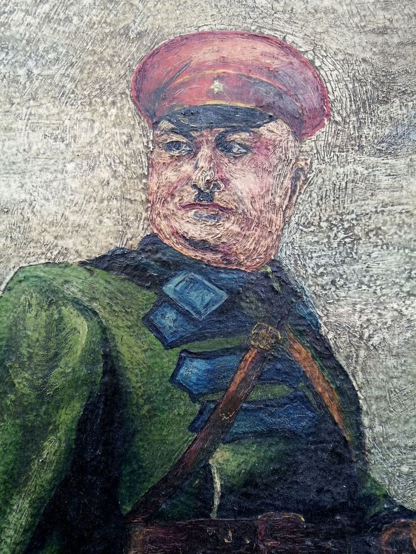 Social realism oil painting Kotovsky on horseback Unknown artist - 4