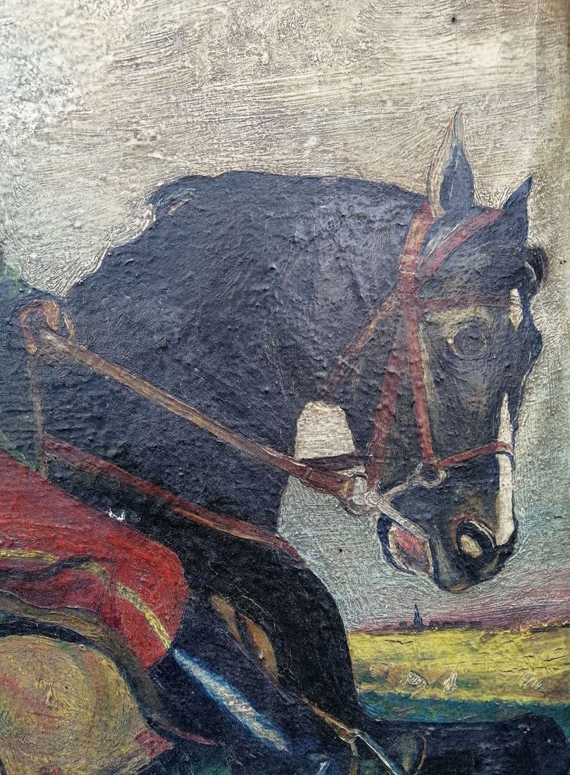 Social realism oil painting Kotovsky on horseback Unknown artist - 5