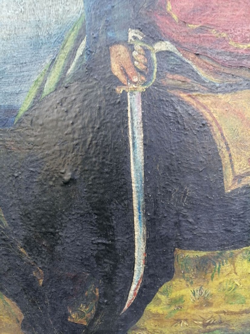 Social realism oil painting Kotovsky on horseback Unknown artist - 6