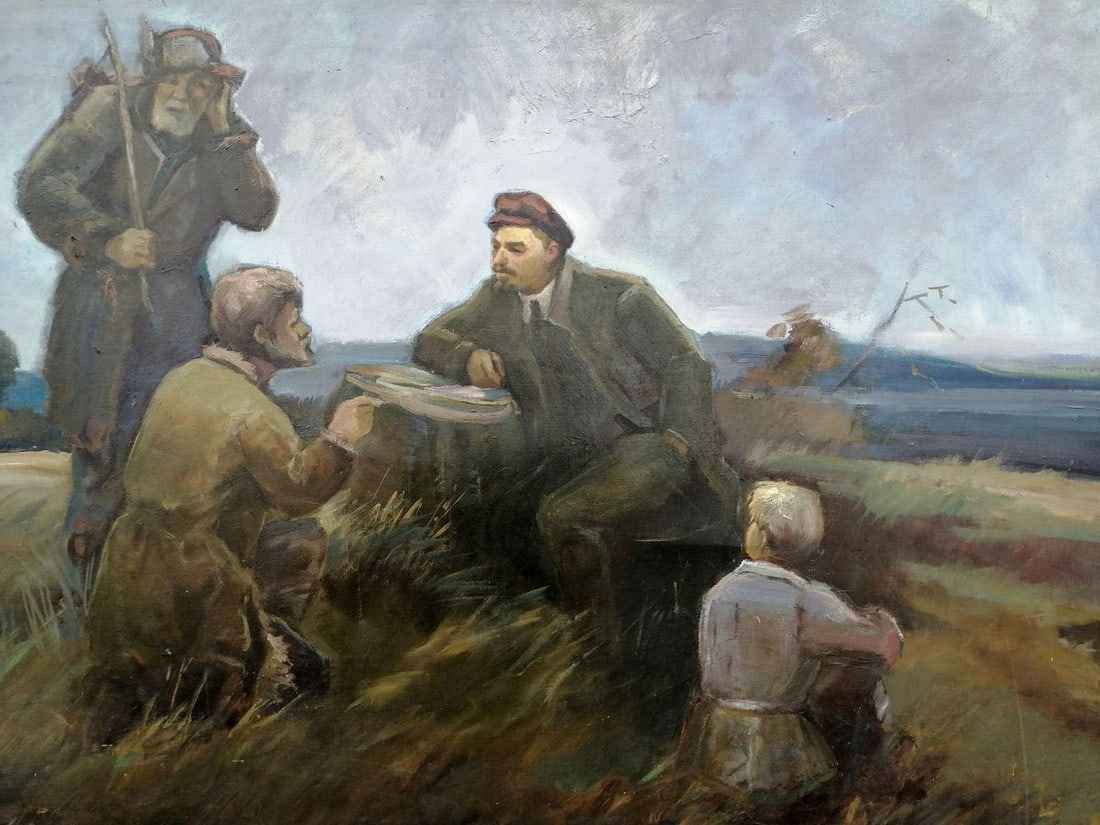 Social realism oil painting Lenin with the peasants Zheleznyy Aleksey Sergeyev - 2