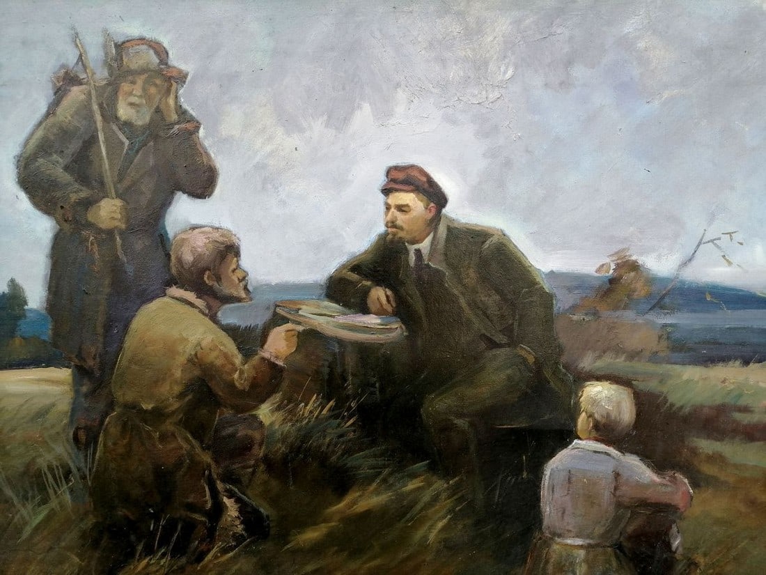 Social realism oil painting Lenin with the peasants Zheleznyy Aleksey Sergeyev - 8
