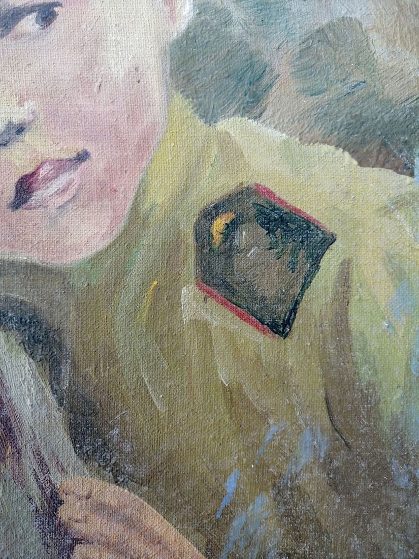 Social realism oil painting Young military Unknown artist - 5