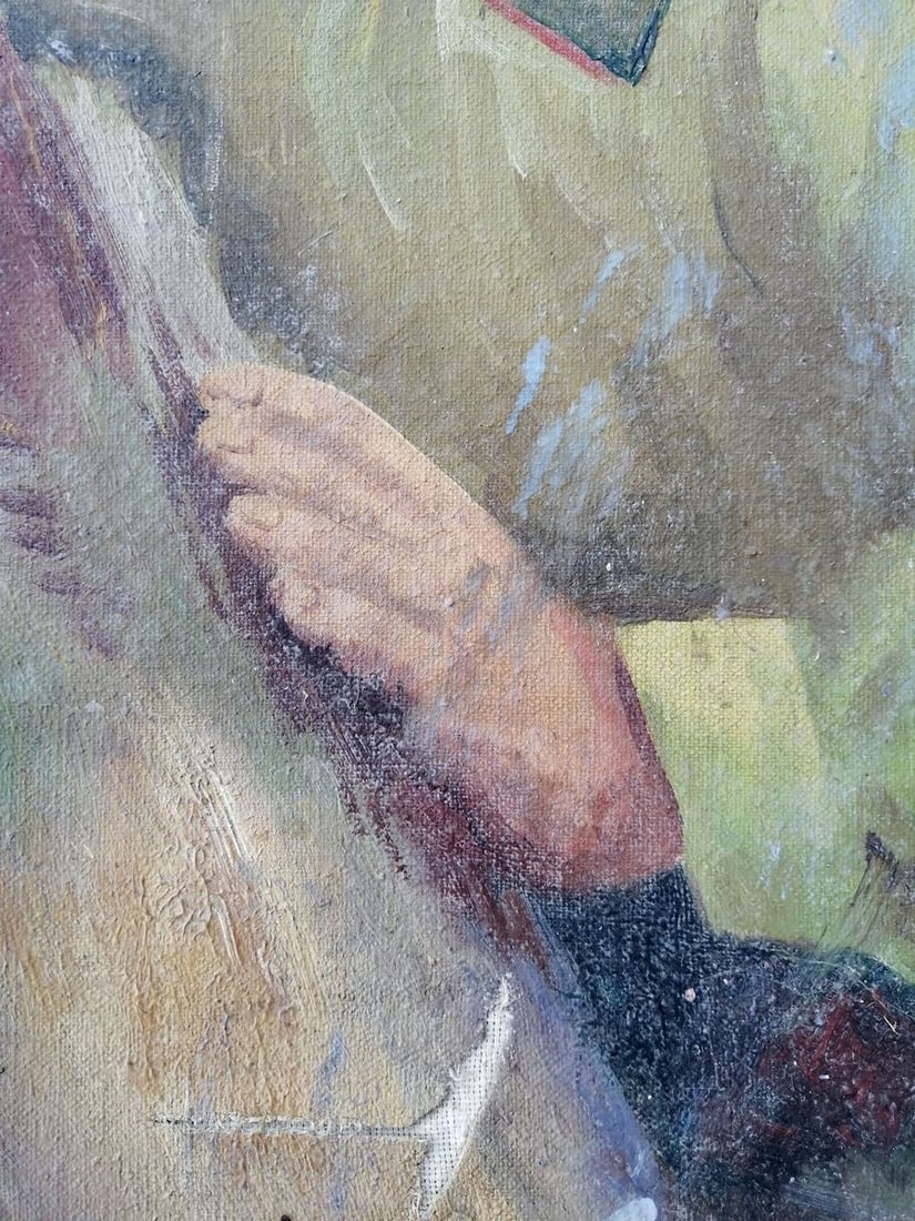 Social realism oil painting Young military Unknown artist - 6