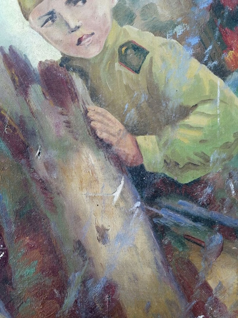 Social realism oil painting Young military Unknown artist - 7