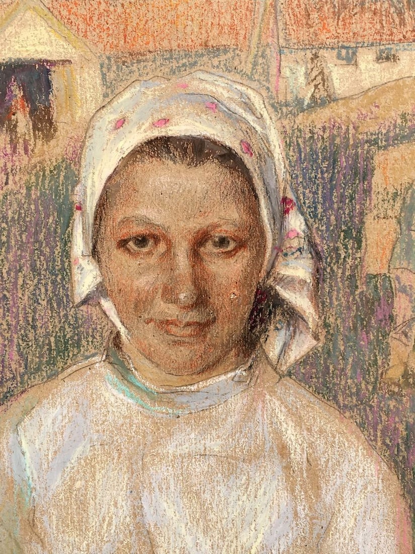 Social realism tempera painting Portrait of a milkmaid Servetnik Stanislav Maryanovich - 4