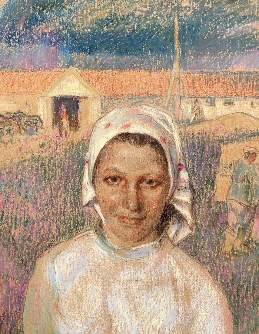 Social realism tempera painting Portrait of a milkmaid Servetnik Stanislav Maryanovich - 6