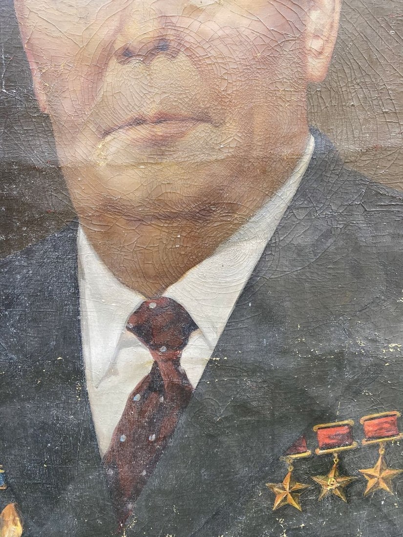 Social realism oil painting Portrait of Brezhnev Unknown author - 6