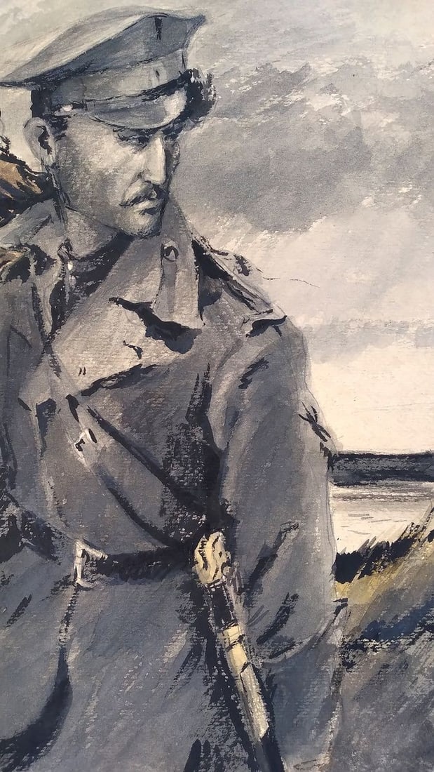 Social realism watercolor painting Looking back Unknown author - 5