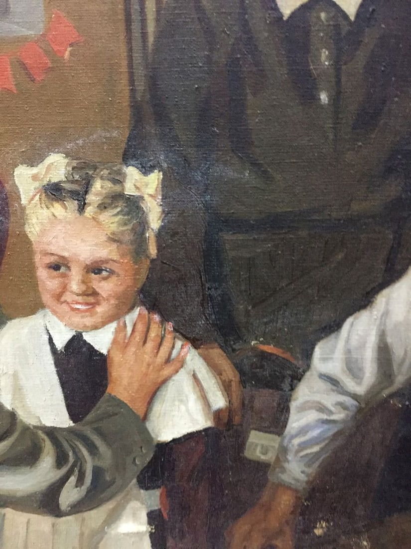 Oil painting Daughter going to school - 4