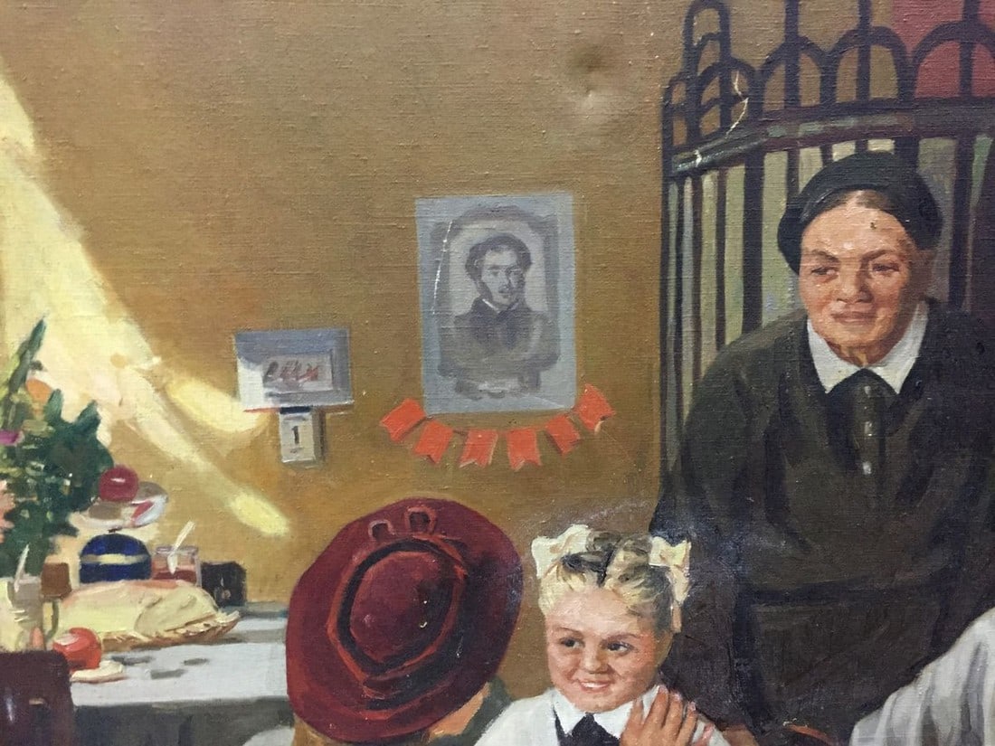 Oil painting Daughter going to school - 5