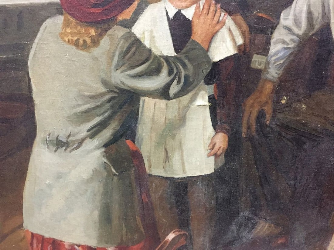 Oil painting Daughter going to school - 7