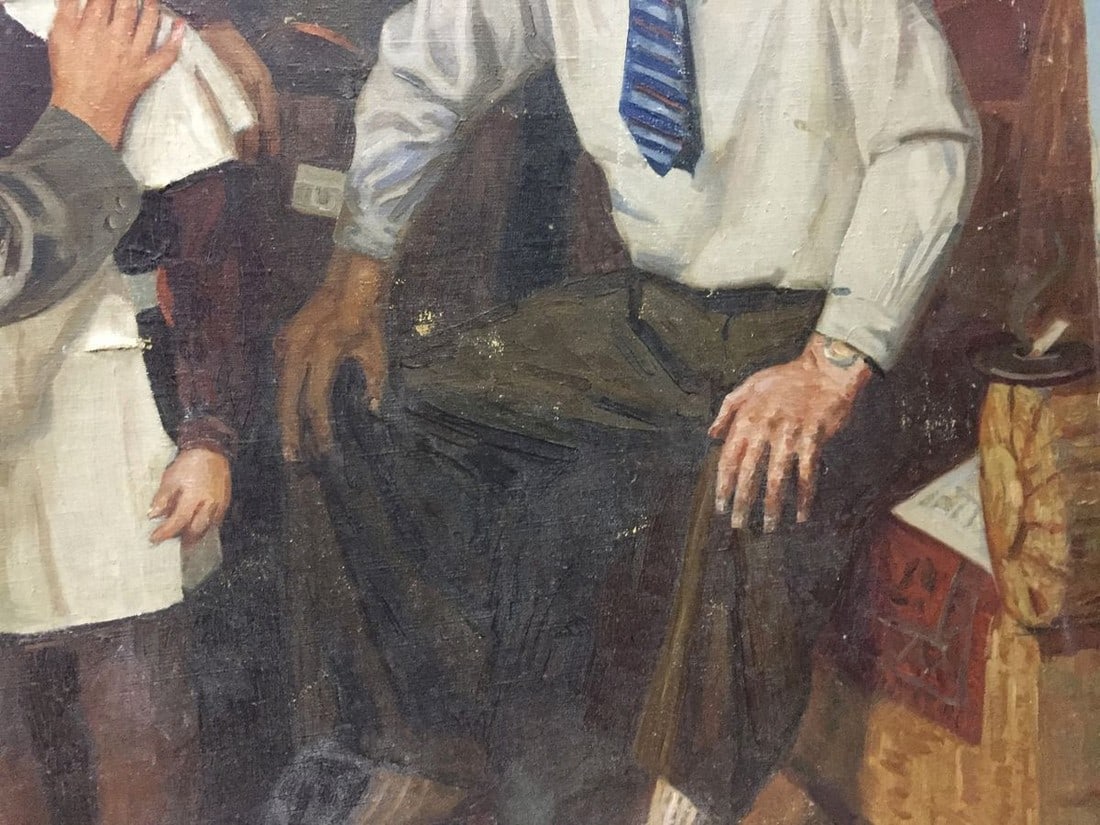 Oil painting Daughter going to school - 8