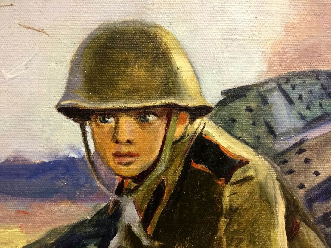 Oil painting Soldier at the front - 2