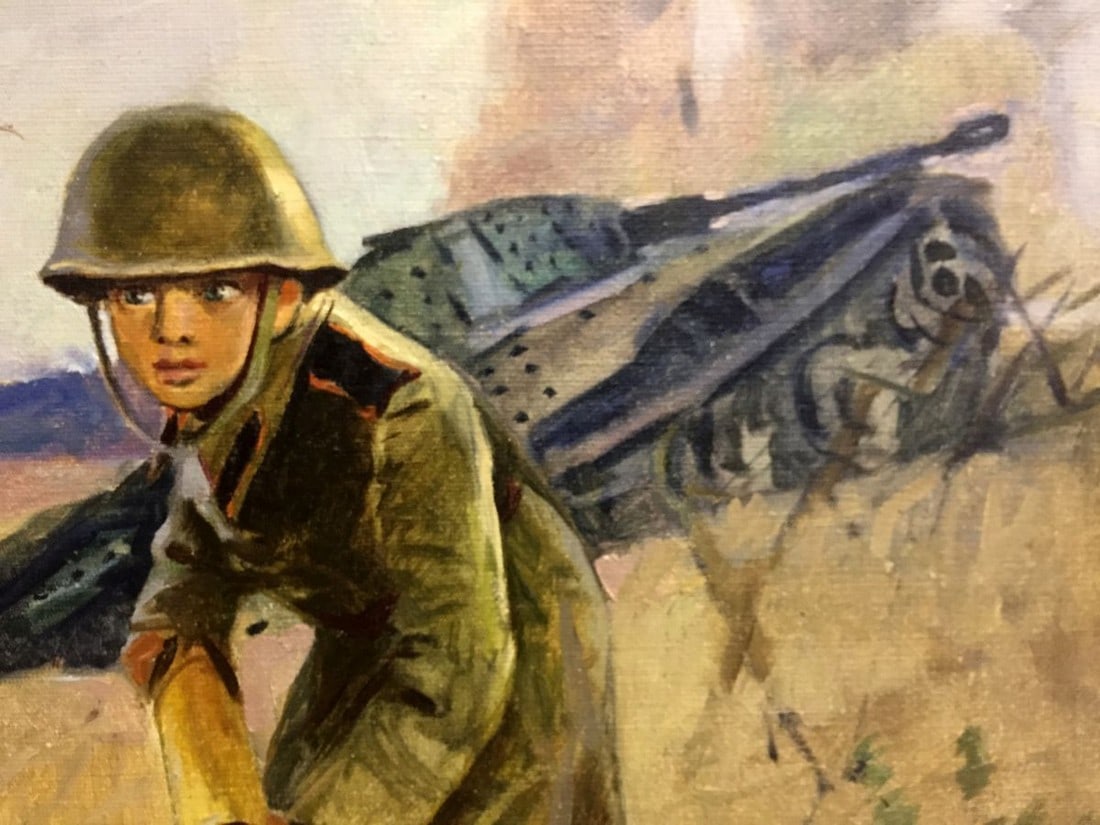 Oil painting Soldier at the front - 3