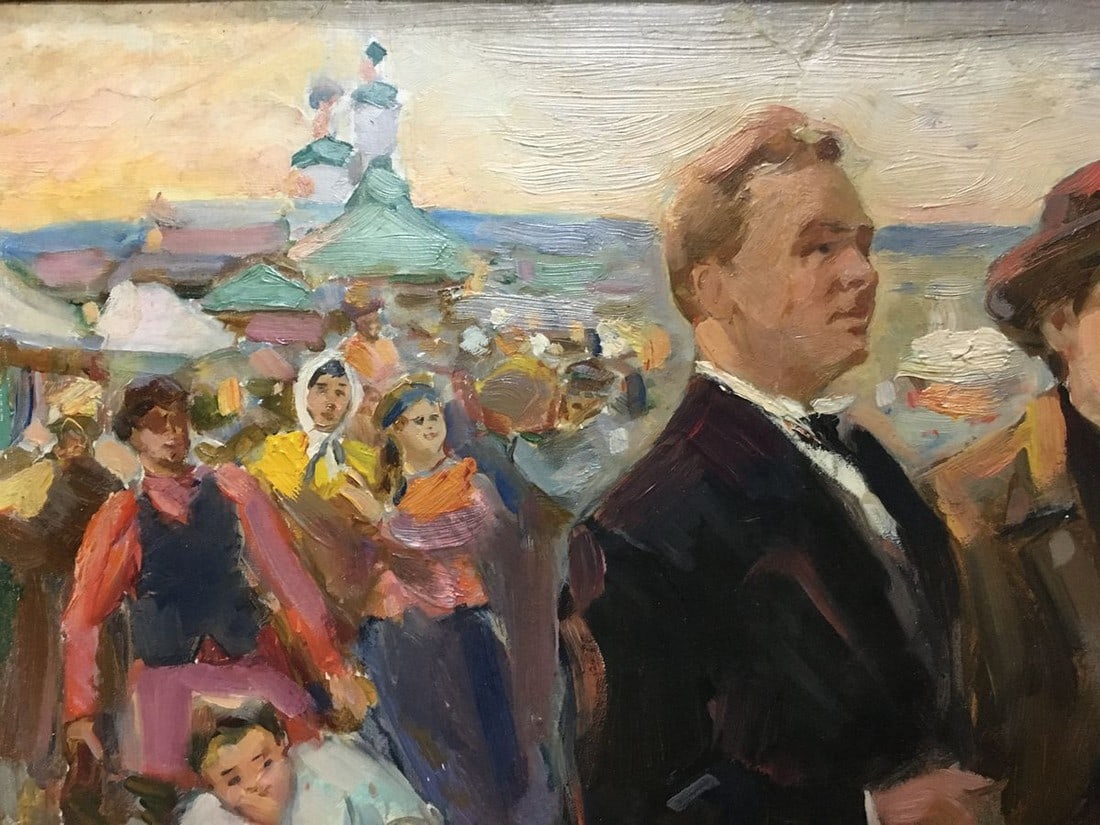 Oil painting Portrait of men at the market Gantman Moses Faybovich - 2