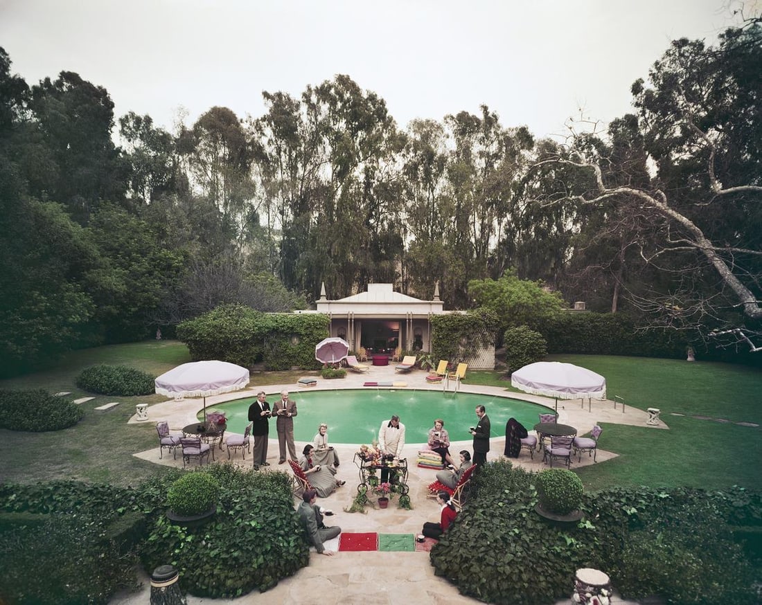 Slim Aarons 'Beverly Hills Pool Party' 1952 Official Limited Estate Edition: 1952 (printed Later): Title: Slim Aarons 'Beverly Hills Pool Party' 1952 Official Limited Estate Edition: 1952 (printed Later) Description: Beverly Hills Pool Party' Premium Rates Apply. A party by James Pendleton's pool i
