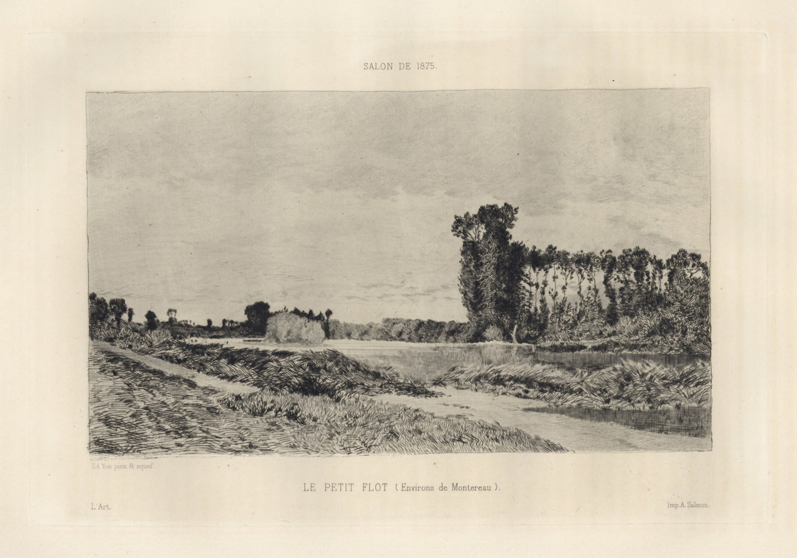 Edmond Charles Joseph Yon "Le Petit Flot - Environs de Montereau" original etching (1 of 1)