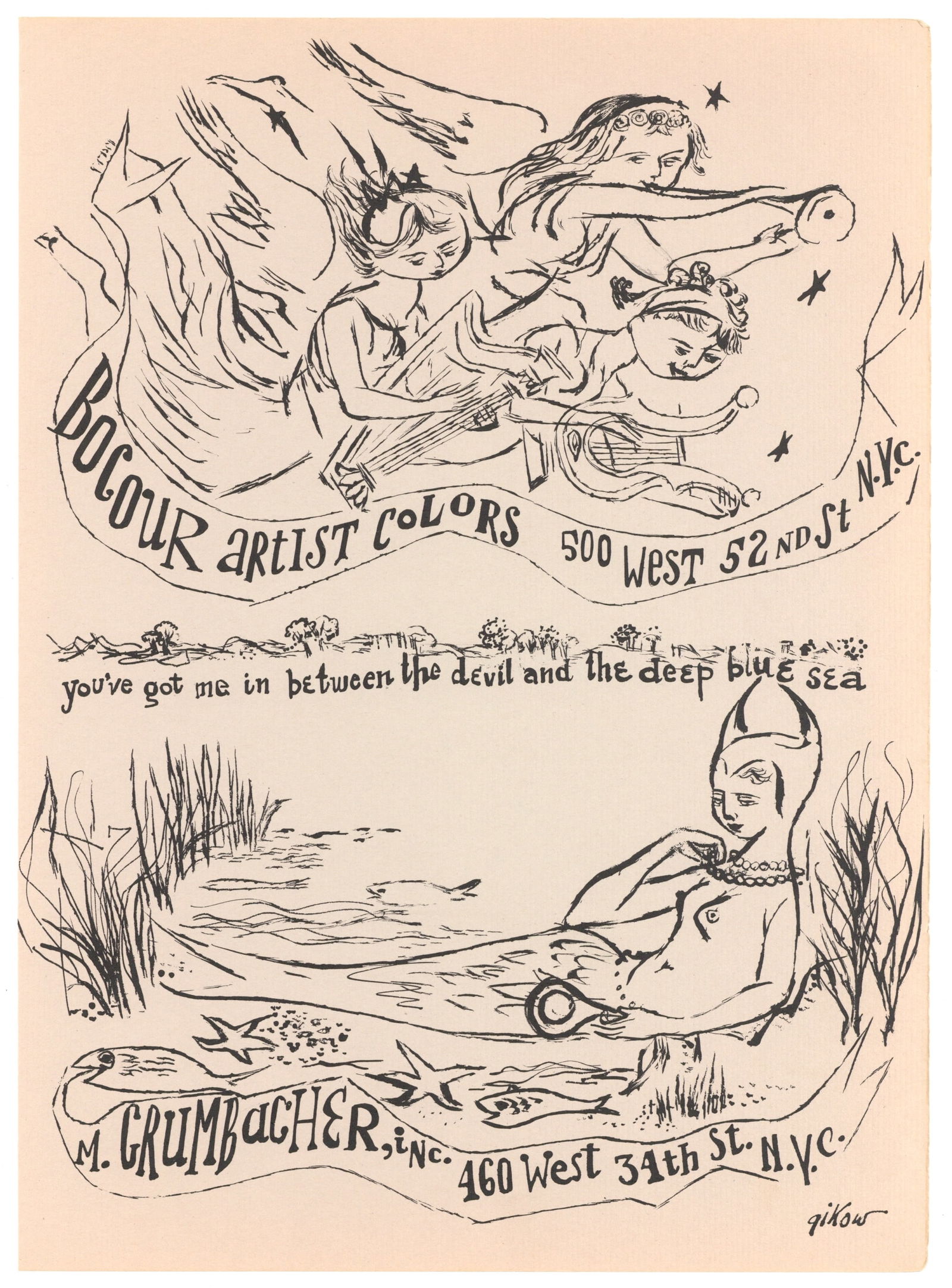 Ruth Gikow original lithograph: Title: Ruth Gikow original lithograph Description: Medium: original lithograph. This lithograph was printed in 1953 for the "Improvisations" portfolio, published by the Artists Equity Association of N