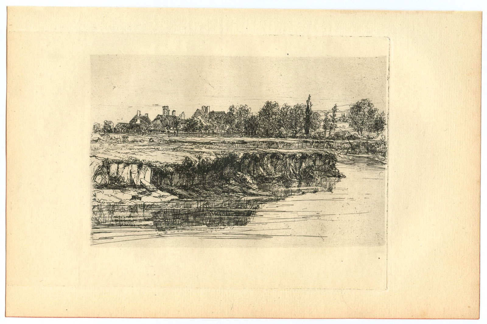 Seymour Haden original etching "Bit of a River Bank" - 2