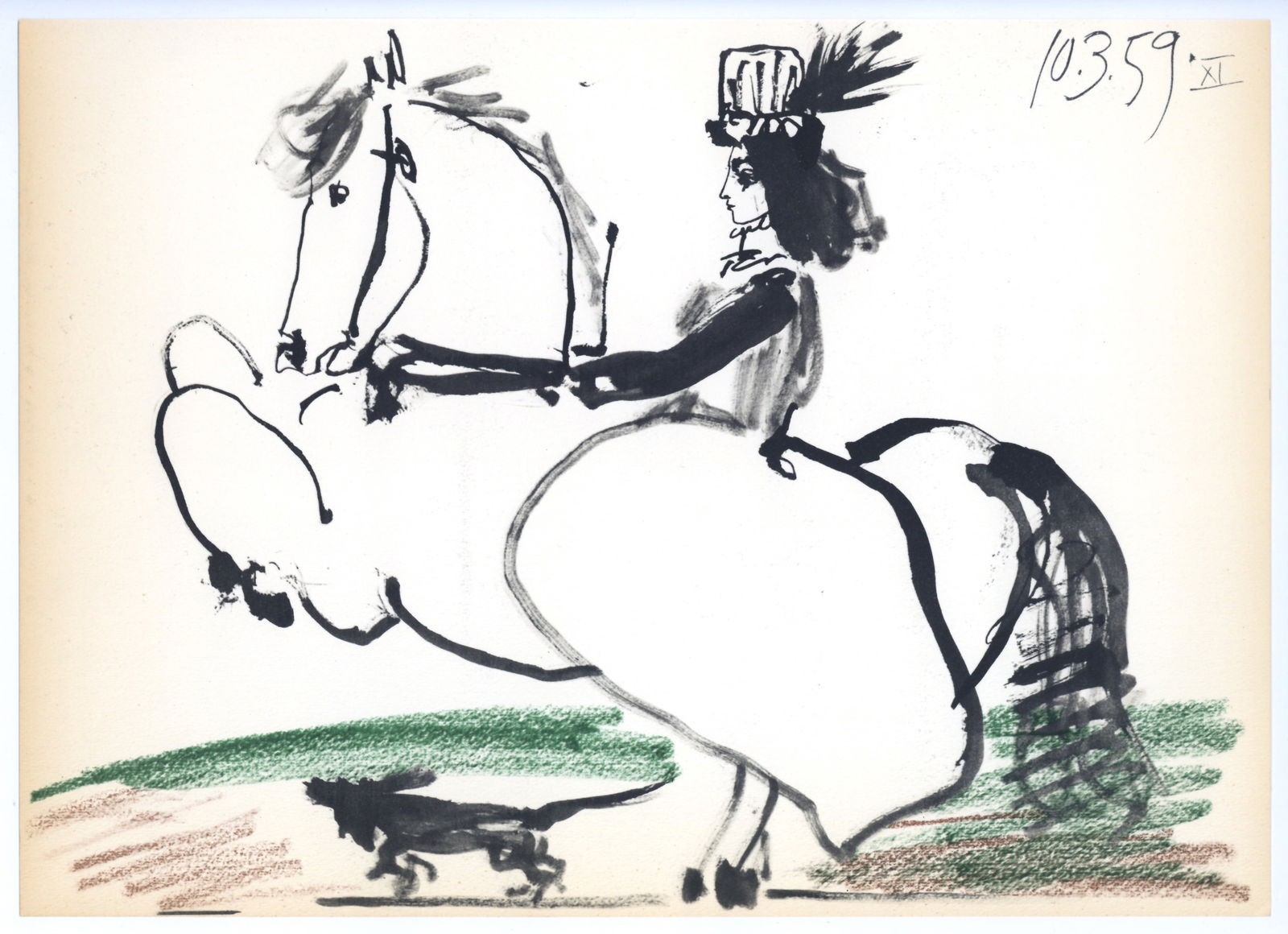 Pablo Picasso "Toros y Toreros": Title: Pablo Picasso "Toros y Toreros" Description: Medium: offset lithograph (after the the drawing). Executed as a sketchbook drawing during the middle 1950's and subsequently made available by