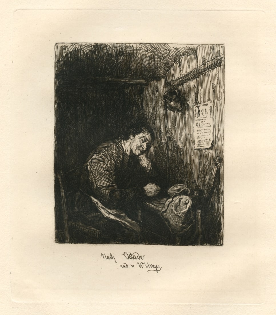 Adriaen van Ostade | William Unger etching "The Sleeper" (1 of 1)
