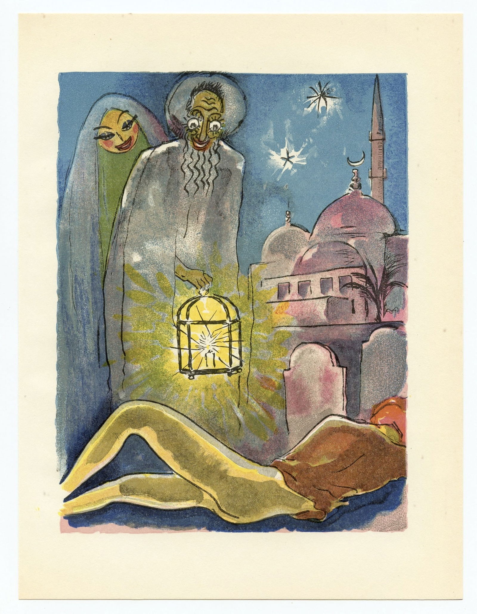 Kees van Dongen engraving for "Mille Nuits": Title: Kees van Dongen engraving for "Mille Nuits" Description: Medium: wood engraving (after the watercolor). Printed in Paris in 1955 at the atelier Coulouma for "Mille nuits et une nuit" (1001