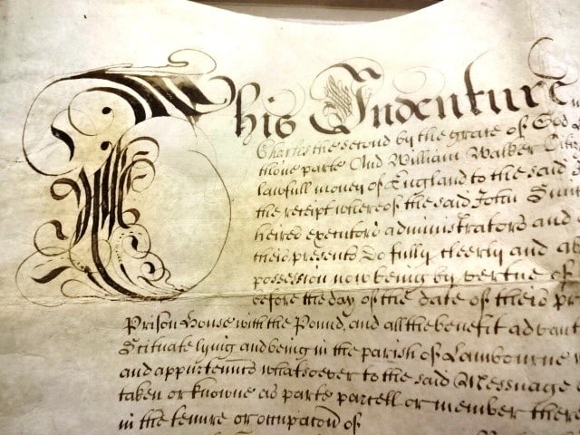 1680 Beautifully Penned English Vellum Deed Prison House - 2