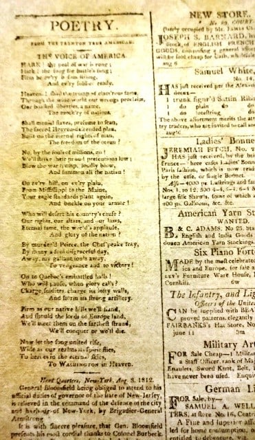 1812 Boston Newspaper War News Patriotic Poem - 2