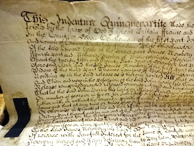 1750 Large English Vellum Indenture Orchards Devon - 2