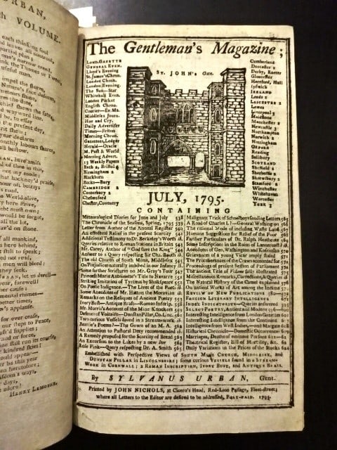 1795 Volume of Gentleman's Magazine Engravings History - 2