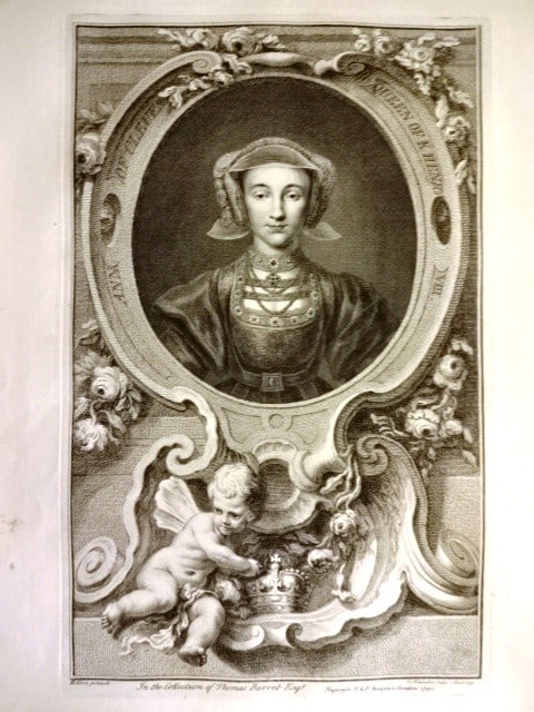 1743 Beautiful Engraving Anne of Cleves Holbein (1 of 2)