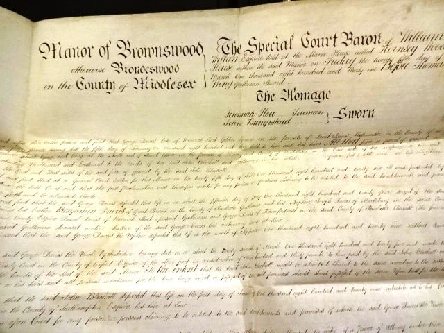 1836 Large English Vellum Manuscript Brownswood - 2