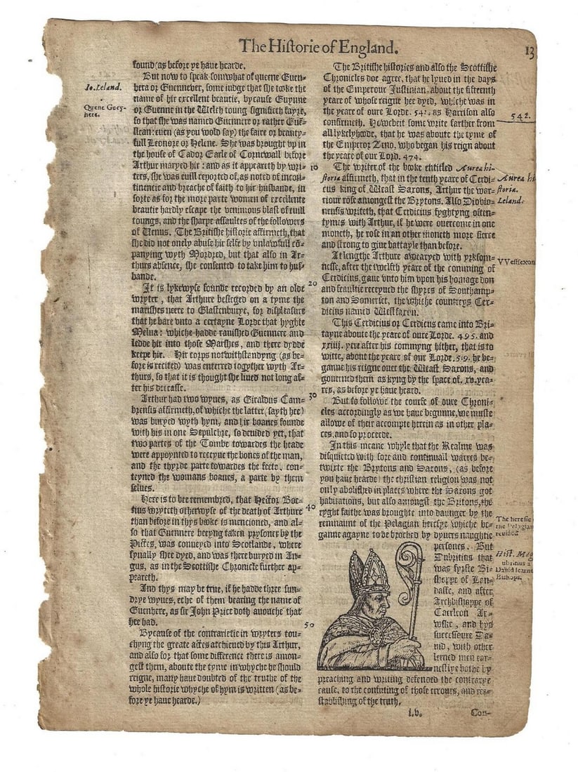 1577 English Holinshed Leaf Battle Woodcut - 2