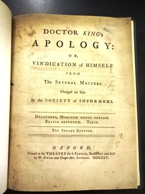 1755 Doctor Kings Apology Society of Informers (1 of 3)