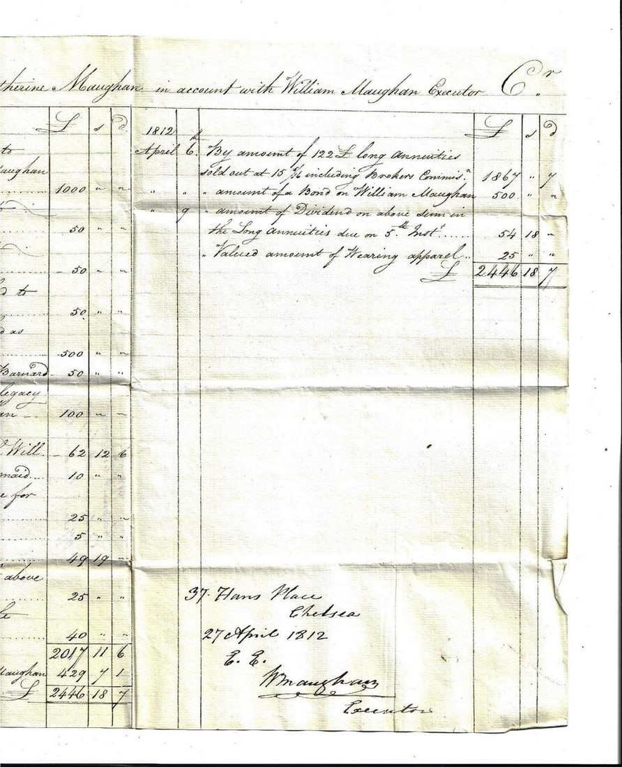 1812 English Manuscript Legal Fees Ledger - 2