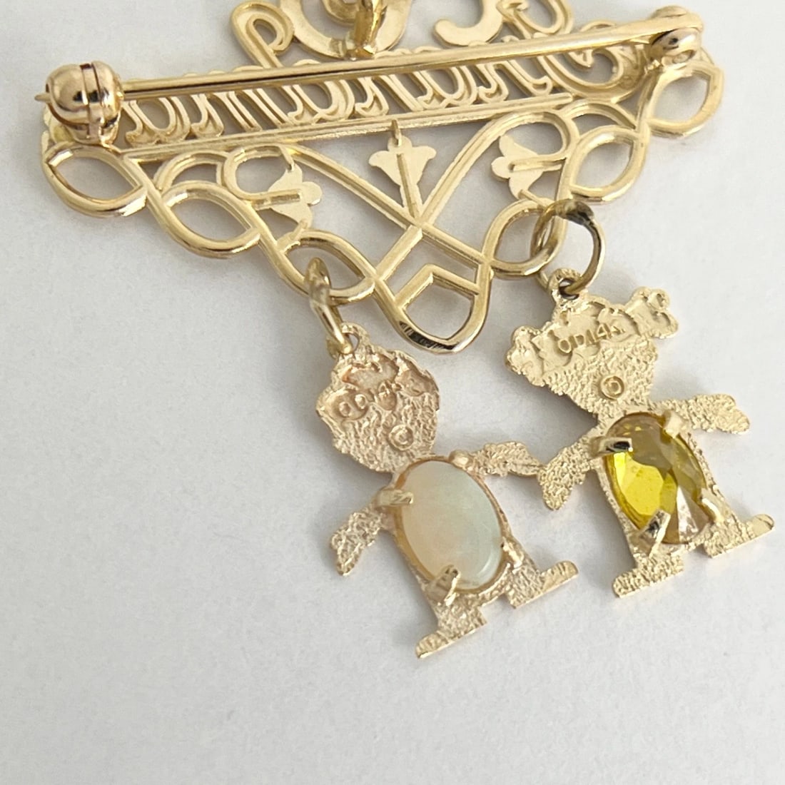 Vintage Grandma Kids Grandkids Family Brooch Pin 14K Yellow Gold, 3.76 Grams - 8