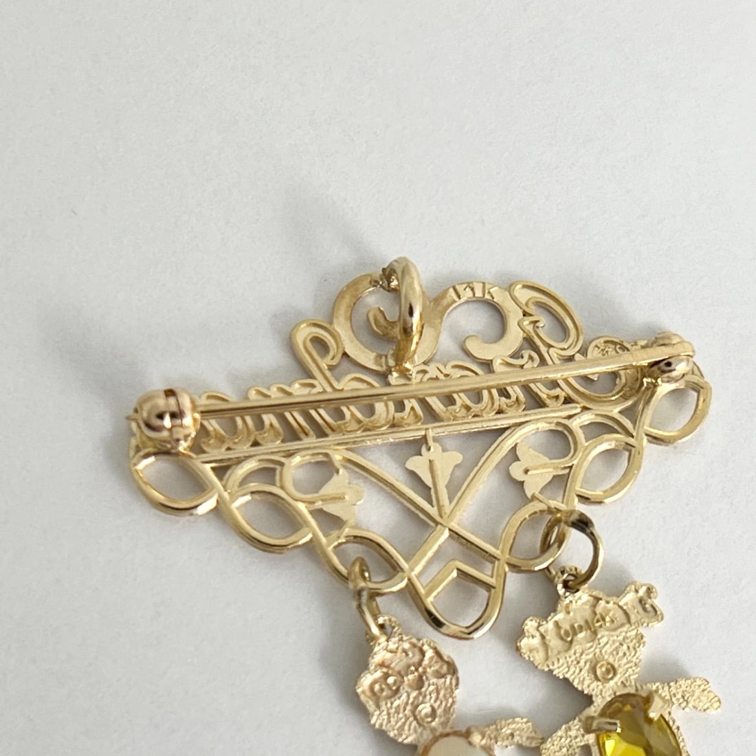 Vintage Grandma Kids Grandkids Family Brooch Pin 14K Yellow Gold, 3.76 Grams - 9