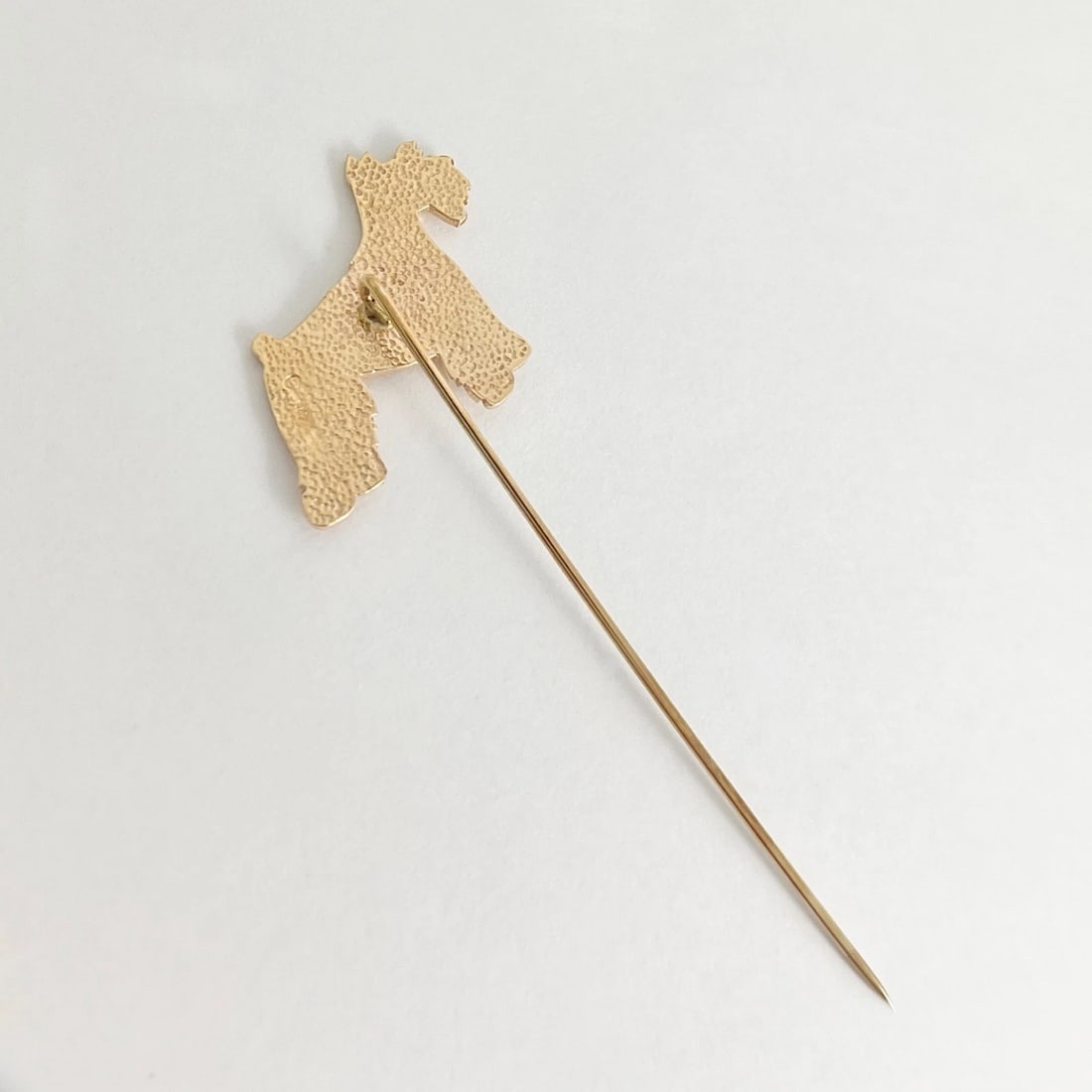 Vintage 1960's Scottish Terrier Dog Lapel Stick Pin 14K Yellow Gold, 3.56 Grams - 5